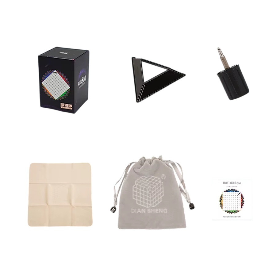 coffret complet du diangsheng galaxy 8x8 M, avec tournevis/support de présentation/sac de rangement/tissu de nettoyage