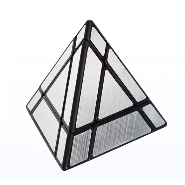 pyraminx miroir argenté résolu