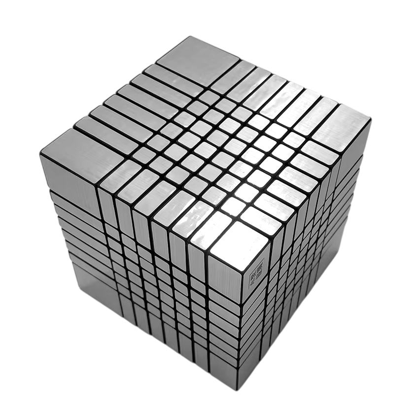 Rubik's cube miroir 8x8x8 argenté et imprimé en 3D