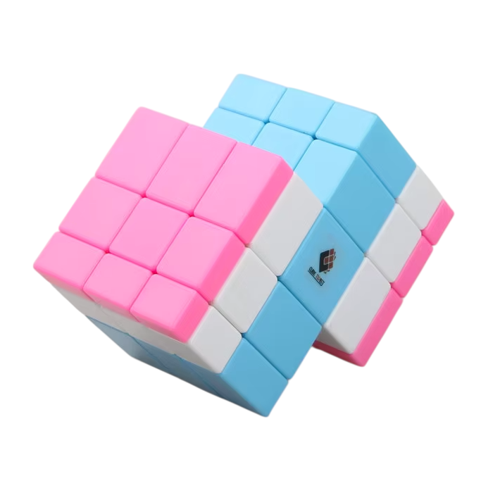 rubik's cube avec les couleurs du drapeau trans